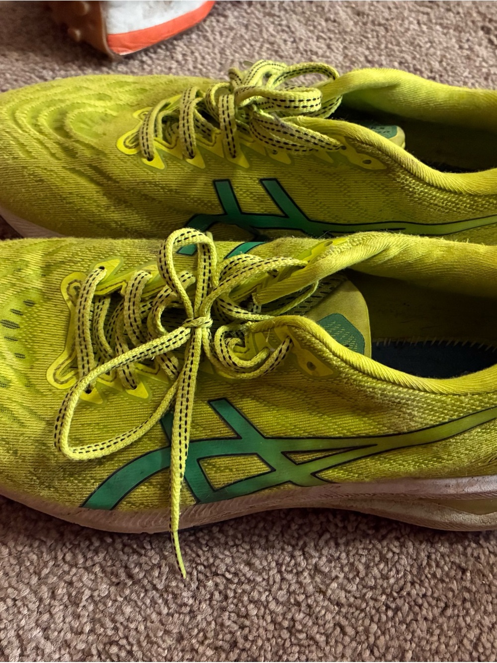 Asics Neon Yellow Running Shoes with Teal Accent